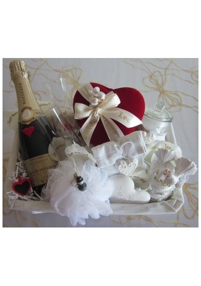 champagne wedding gift basket