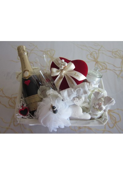 champagne wedding gift basket