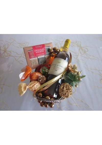 christmas gift basket golden