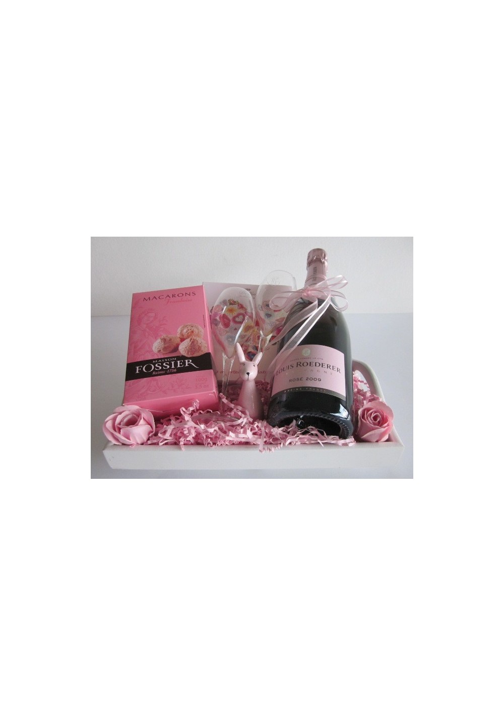 Panier cadeau naissance champagne rosé