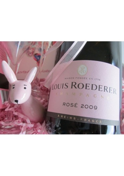 Rosé champagne birth gift basket