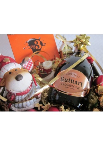 Panier cadeau" champagne "Ruinart Brut Rosé