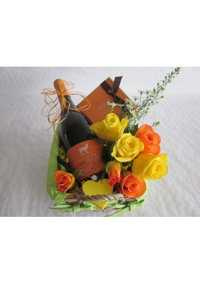 panier cadeau fleurs vins 