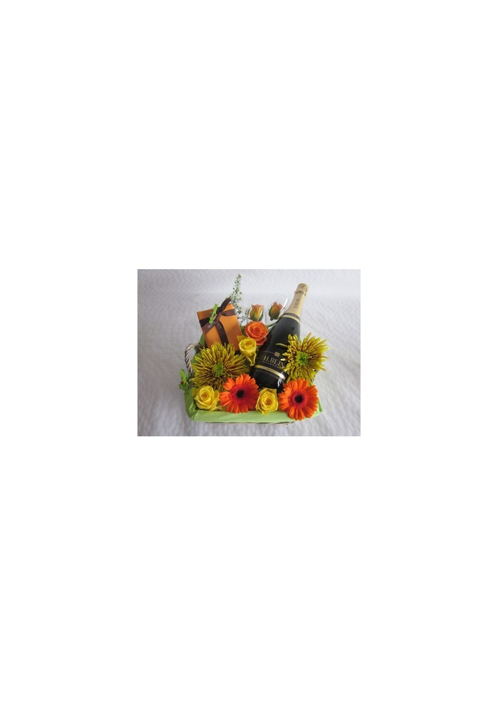 gift basket with beautiful flowers