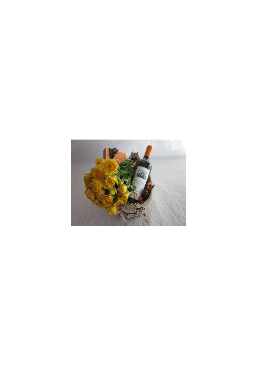Gift basket with colorful flowers