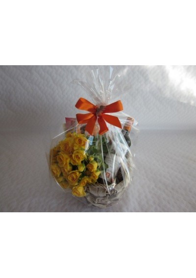 Gift basket with colorful flowers