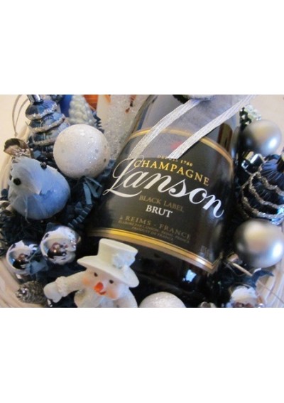 Panier cadeau Noël - Champagne Lanson Black Label Brut