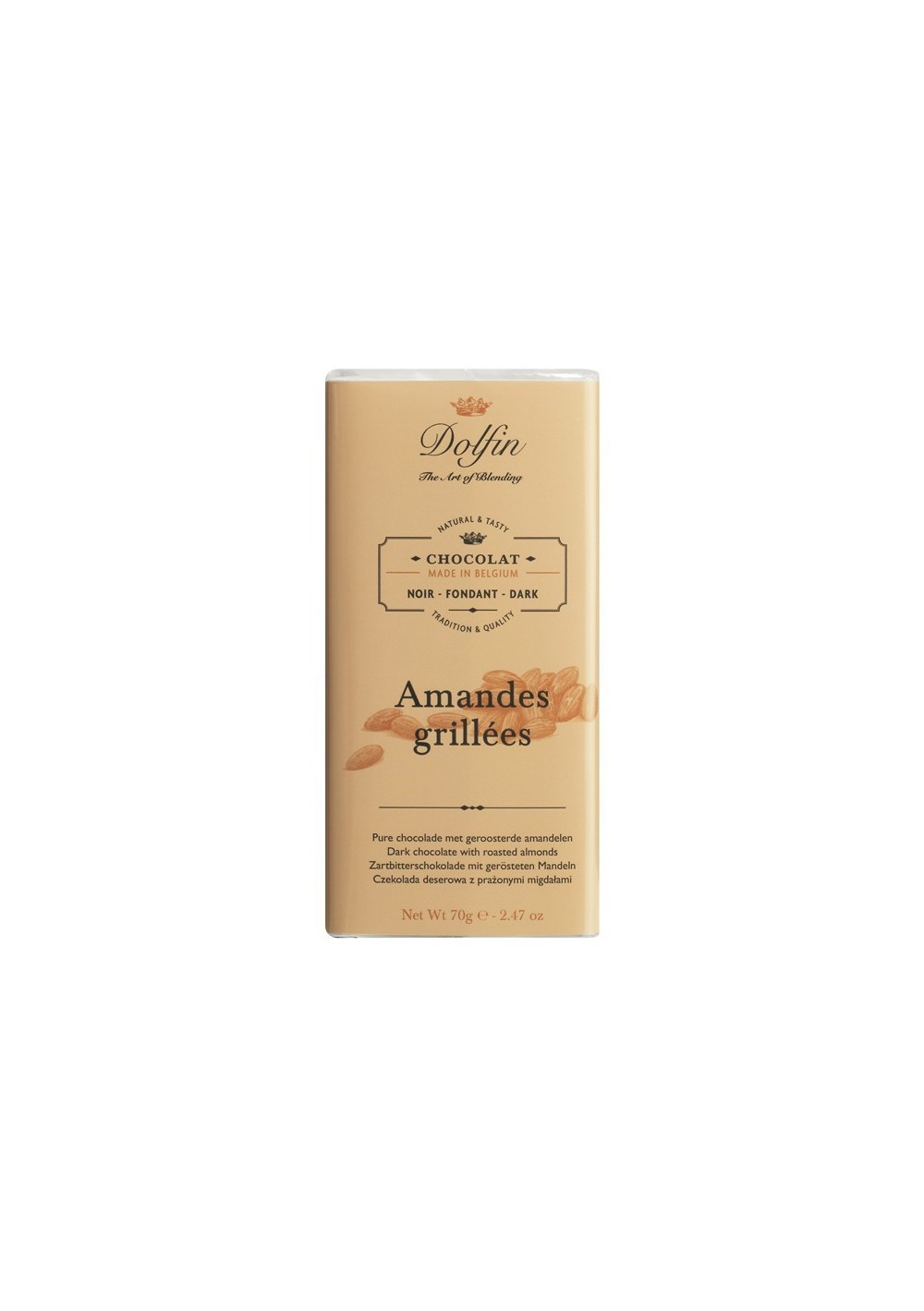 Chocolat noir aux amandes grillées - 70g Dolfin