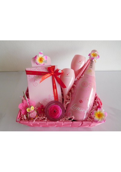 Panier cadeau Champagne Lanson Rosé