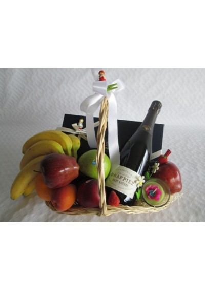 basket of champagne fruit