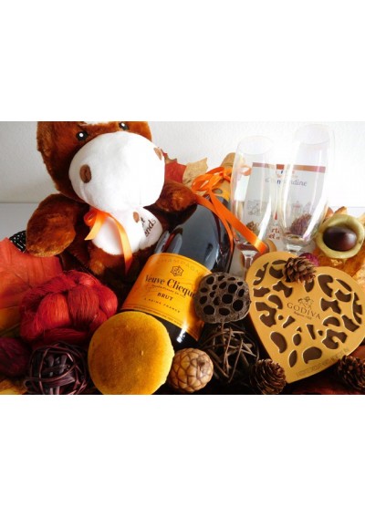 Newborn gift basket in autumn