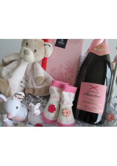 rosé champagne birth basket