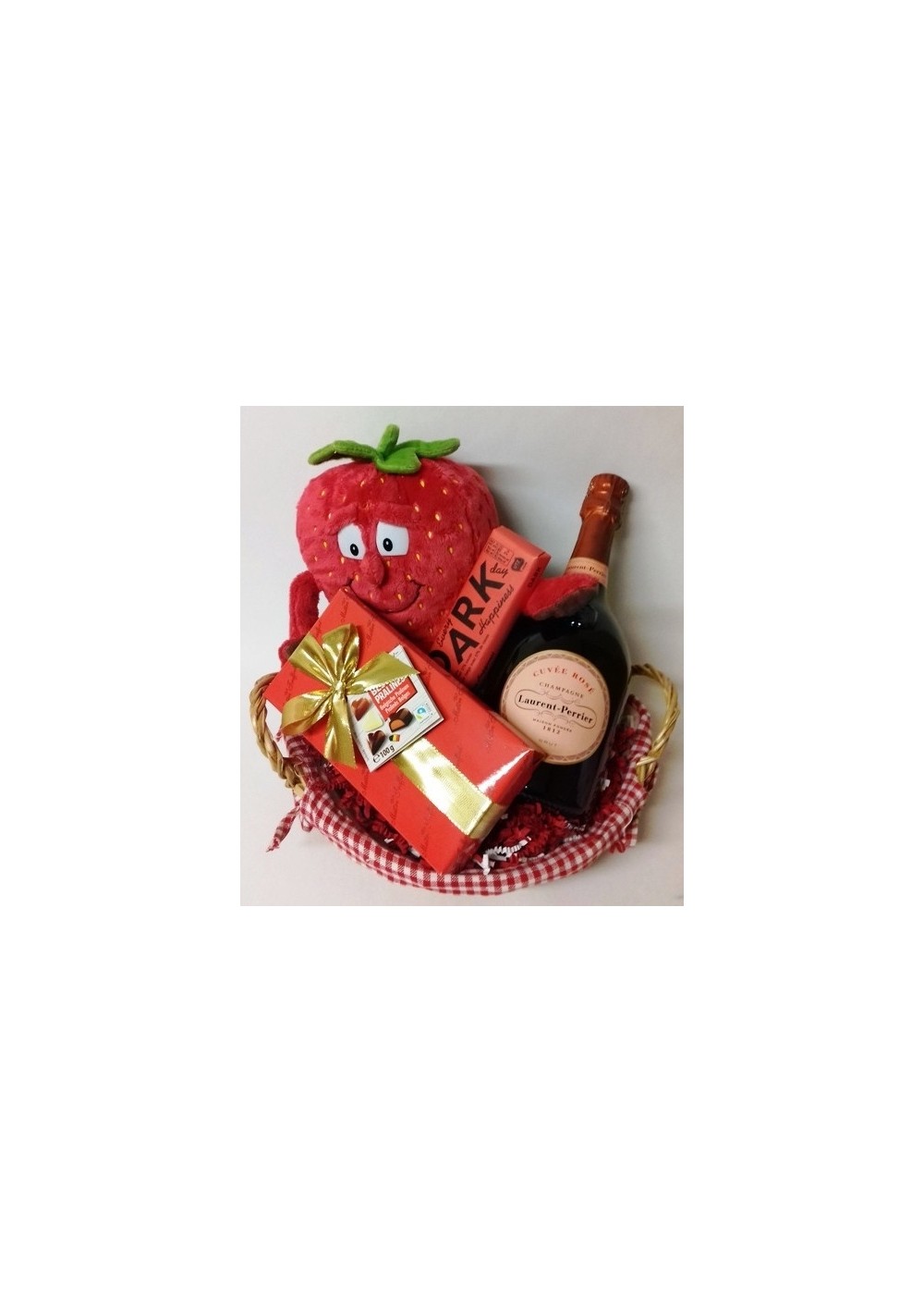 Panier cadeau naissance peluche fraise