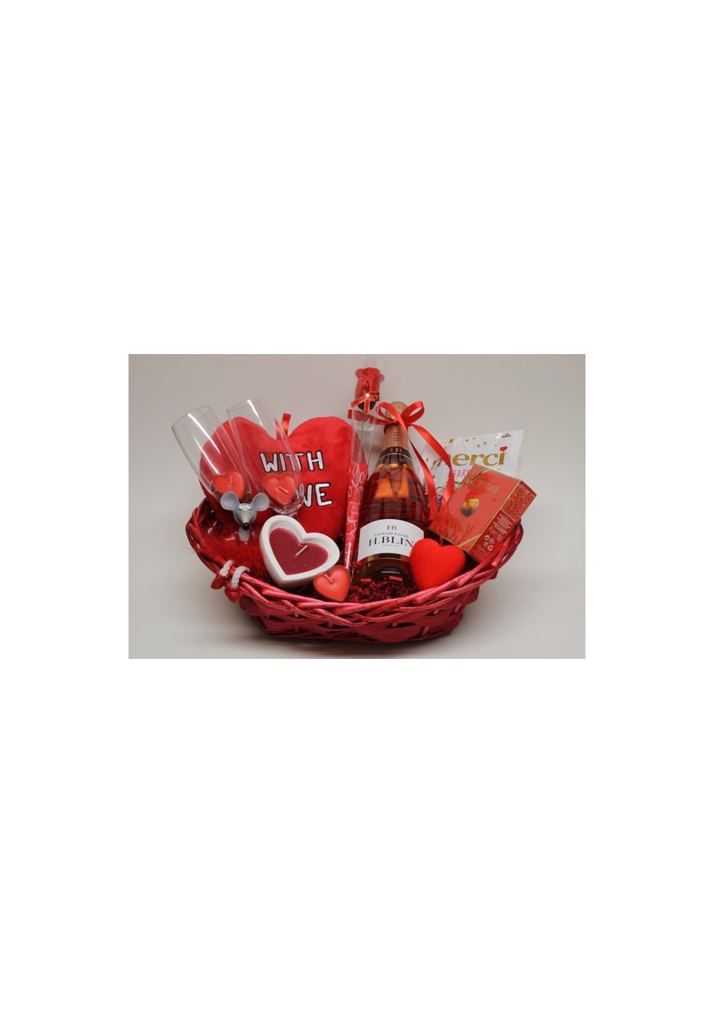 Doux sentiments - Panier cadeau Saint Valentin