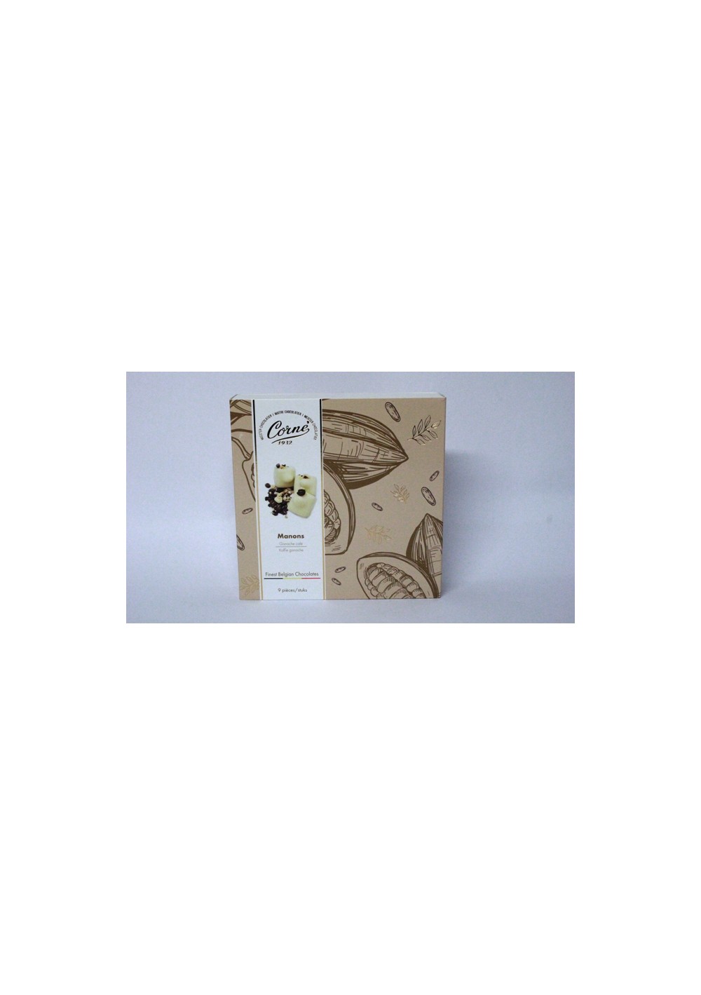 Gift box Ballotin of Pralines Manons white Belgian chocolatier Corné