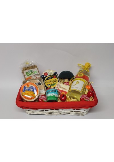 Cheeses and Californian white wine - Cheese gift basket