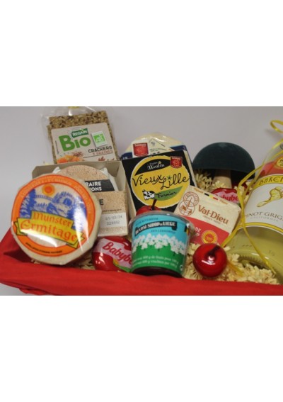 Fromages & vin Californien blanc - Panier cadeau fromages