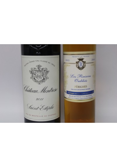 Geschenkdoos, 2 flessen - 1 Château Montrose 2011 - 1 Rozijnen Oubliés 2013