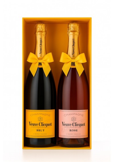 Coffret Cadeau Veuve Clicquot – 2 Bouteilles : Rosé & Brut (75cl)