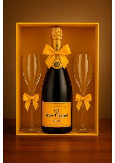 veuve-clicquot-coffret-75cl-2-flutes.jpg | Gift Set Veuve Clicquot Brut 75cl + 2 glasses delivery Brussels Belgium