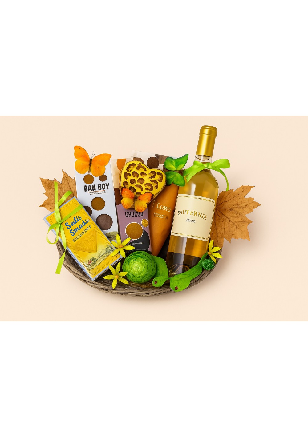 Gift-basket-Sauternes-Carmes-de-Rieussec-2000-wine-and-Belgian-chocolates.jpg | Gift basket Sauternes Carmes de Rieussec 2000