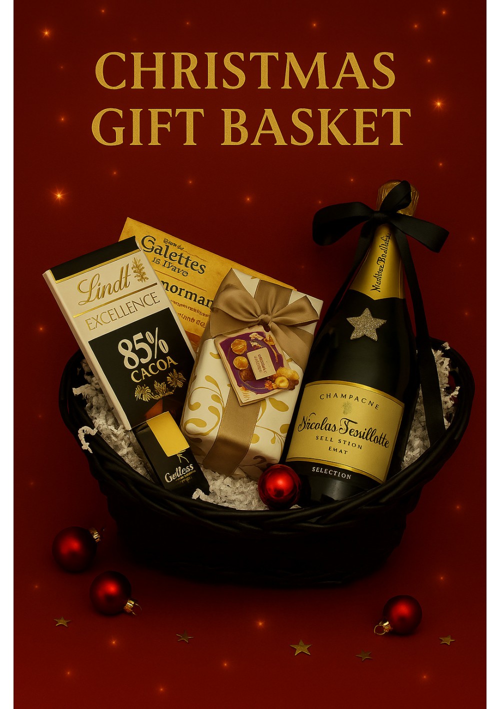 christmas-gift-basket-nicolas-feuillatte-champagne-pralines-biscuits-en.jpg | Nicolas Feuillatte Christmas gift basket, Belgium